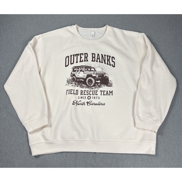Full Tilt Tops - Full Tilt Sweatshirt Cotton Poly Size XL Cream w/ Brown Outer Banks logo